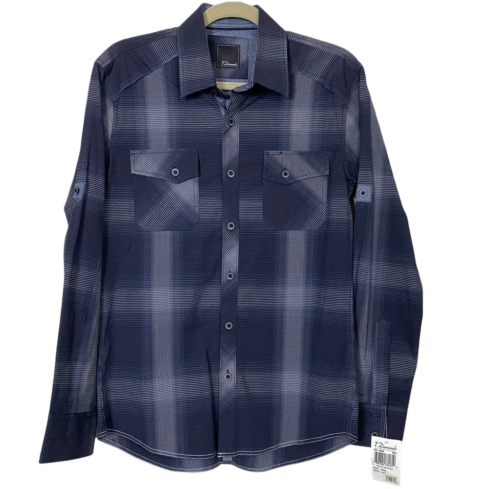 NWT Mens 7 Diamonds Western Shirt Long Sleeve Button Down Size Small